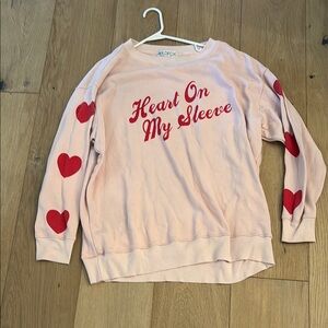 Wildfox Blush Pullover with Red Heart Accents